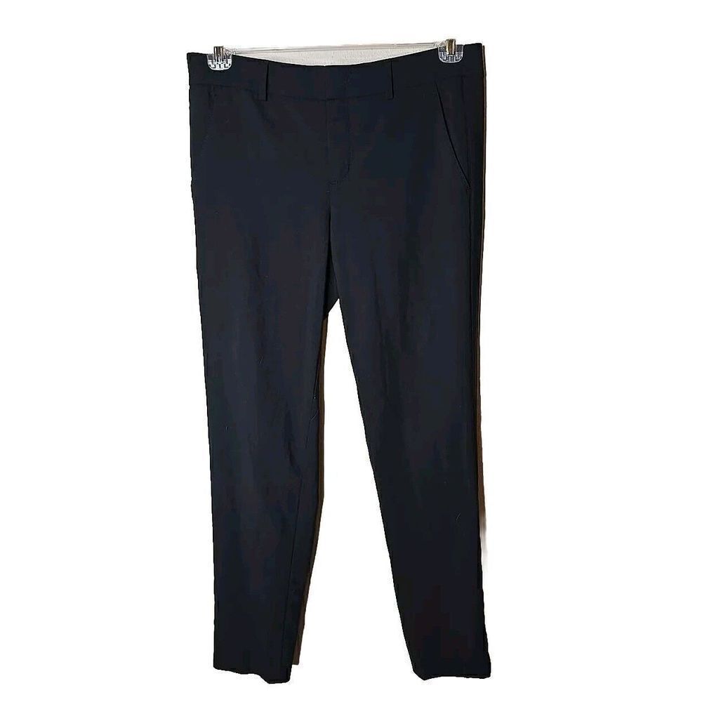 Vince Women's Black Trouser Pants Size 6 Stripe  Wool Blend Pockets t14